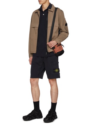 Figure View - Click To Enlarge - STONE ISLAND - Elasticated Drawstring Cotton Shorts