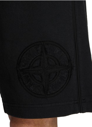  - STONE ISLAND - Embossed Logo Cotton Fleece Shorts