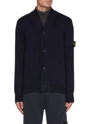 Main View - Click To Enlarge - STONE ISLAND - Sleeve Logo Patch Cotton Blend Cardigan