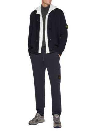 Figure View - Click To Enlarge - STONE ISLAND - Sleeve Logo Patch Cotton Blend Cardigan