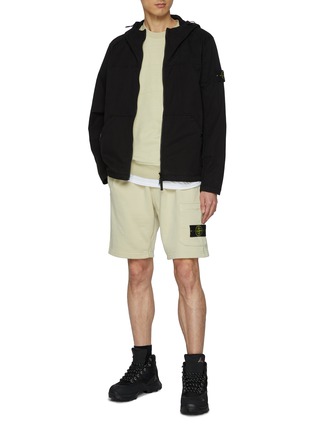 Figure View - Click To Enlarge - STONE ISLAND - Dyed Cotton Fleece Shorts