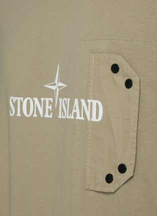  - STONE ISLAND - Garment Dyed Logo Pocket Cotton T-Shirt