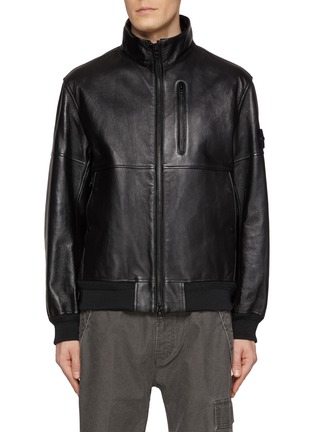 Main View - Click To Enlarge - STONE ISLAND - Stand Collar Pocket Leather Jacket