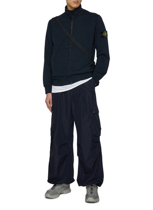 Figure View - Click To Enlarge - STONE ISLAND - Garment Dyed Zip Up Cotton Fleece Sweatshirt