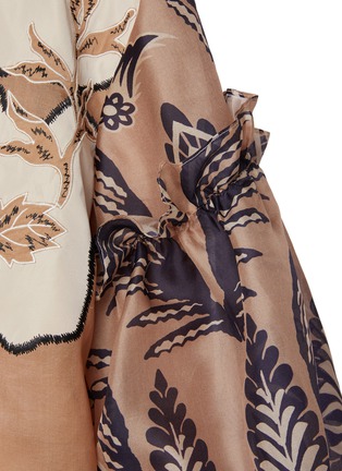  - BIYAN - Balloon Sleeve Printed Silk Blouse