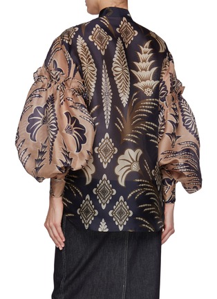 Back View - Click To Enlarge - BIYAN - Balloon Sleeve Printed Silk Blouse