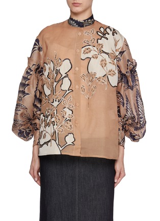 Main View - Click To Enlarge - BIYAN - Balloon Sleeve Printed Silk Blouse