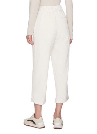 Back View - Click To Enlarge - PESERICO - Front Pleat Wide Leg Cropped Corduroy Pants