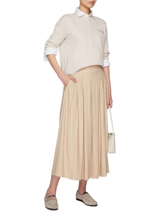 Figure View - Click To Enlarge - PESERICO - Pleated High Rise Midi Skirt