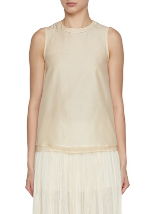 Main View - Click To Enlarge - PESERICO - Monili Collar Cotton Silk Tank Top