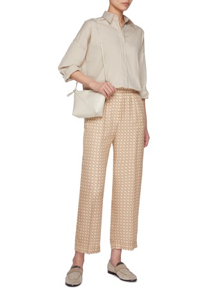 Figure View - Click To Enlarge - PESERICO - Monogram Cropped Wide Leg Pants