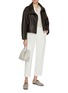 Figure View - Click To Enlarge - PESERICO - Monili Shoulder Leather Jacket