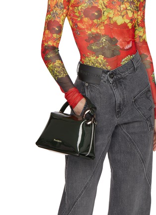 Front View - Click To Enlarge - JW ANDERSON - Small JWA Corner Coated Denim Crossbody Bag