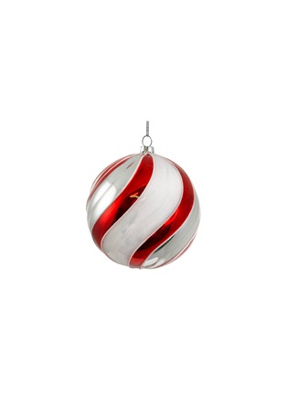 Main View - Click To Enlarge - SHISHI - Diagonal Lined Glass Ball Ornament — Silver/White/Red