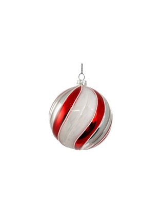 Main View - Click To Enlarge - SHISHI - Diagonal Lined Glass Ball Ornament — Silver/White/Red