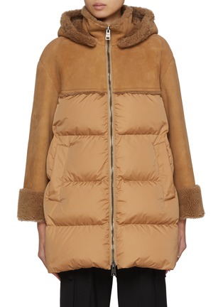 Main View - Click To Enlarge - HERNO - Hooded Lamb Shearling Puffer Jacket