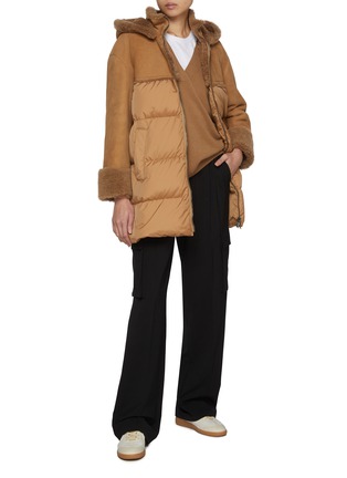 Figure View - Click To Enlarge - HERNO - Hooded Lamb Shearling Puffer Jacket