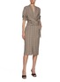 Figure View - Click To Enlarge - DRIES VAN NOTEN - Checked Wool Obi Robe Dress