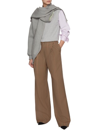 Figure View - Click To Enlarge - DRIES VAN NOTEN - Wide Leg Checked Wool Trousers