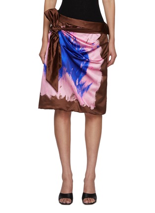 Main View - Click To Enlarge - DRIES VAN NOTEN - Ink Blot Tie Dye Waist Tie Cotton Silk Skirt