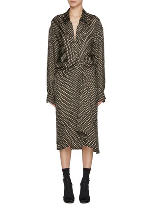 Main View - Click To Enlarge - DRIES VAN NOTEN - Asymmetrical Hem Dot Shirt Dress