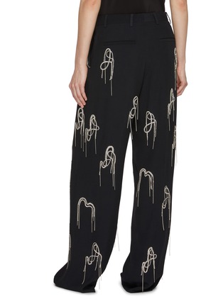 Back View - Click To Enlarge - DRIES VAN NOTEN - Dangling Strass Wide Leg Trousers