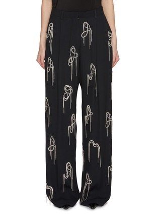 Main View - Click To Enlarge - DRIES VAN NOTEN - Dangling Strass Wide Leg Trousers