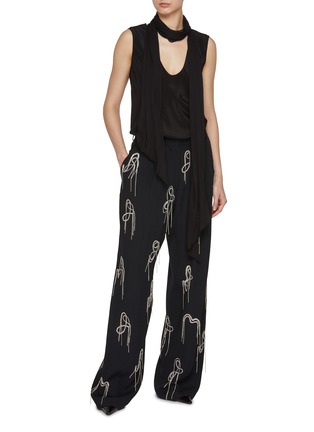 Figure View - Click To Enlarge - DRIES VAN NOTEN - Dangling Strass Wide Leg Trousers