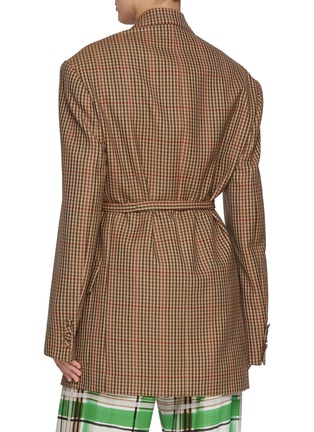 Back View - Click To Enlarge - DRIES VAN NOTEN - Checked Belted Double Breasted Wool Blazer