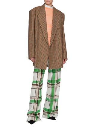 Figure View - Click To Enlarge - DRIES VAN NOTEN - Checked Belted Double Breasted Wool Blazer