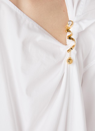  - DRIES VAN NOTEN - Angled Neck Brooch Cotton Top