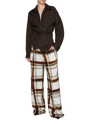 Figure View - Click To Enlarge - DRIES VAN NOTEN - Windowpane Check Wide Leg Trousers