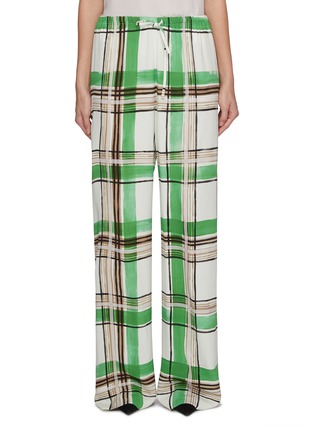 Main View - Click To Enlarge - DRIES VAN NOTEN - Elasticated Waist Windowpane Wide Leg Trousers