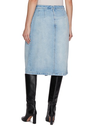 Back View - Click To Enlarge - DRIES VAN NOTEN - Pleated Light Wash Denim Tulip Skirt