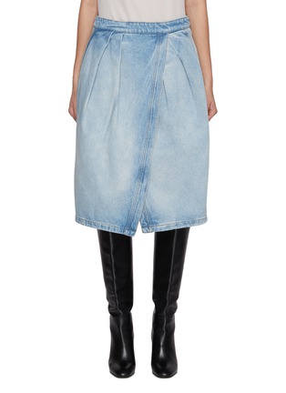 Main View - Click To Enlarge - DRIES VAN NOTEN - Pleated Light Wash Denim Tulip Skirt