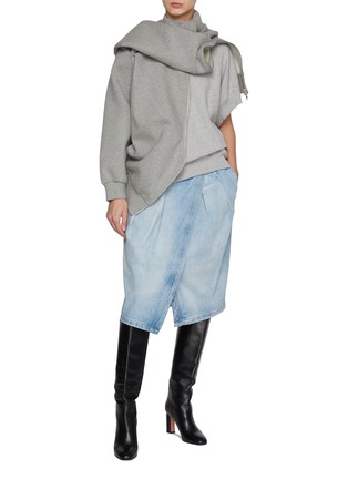 Figure View - Click To Enlarge - DRIES VAN NOTEN - Pleated Light Wash Denim Tulip Skirt