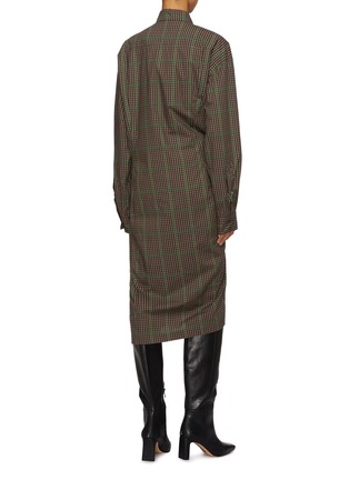 Back View - Click To Enlarge - DRIES VAN NOTEN - Safety Pin Checkered Cotton Shirt Dress