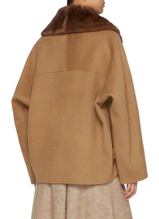 Back View - Click To Enlarge - YVES SALOMON - Mink Collar Wool Cashmere Peacoat