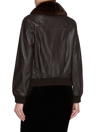 Back View - Click To Enlarge - YVES SALOMON - Detachable Mink Collar Leather Jacket