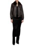 Figure View - Click To Enlarge - YVES SALOMON - Detachable Mink Collar Leather Jacket