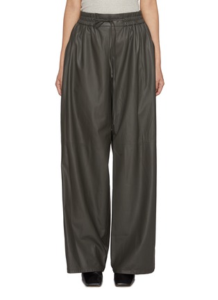 Main View - Click To Enlarge - YVES SALOMON - Drawstring Wide Leg Leather Trousers