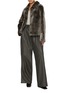 Figure View - Click To Enlarge - YVES SALOMON - Drawstring Wide Leg Leather Trousers