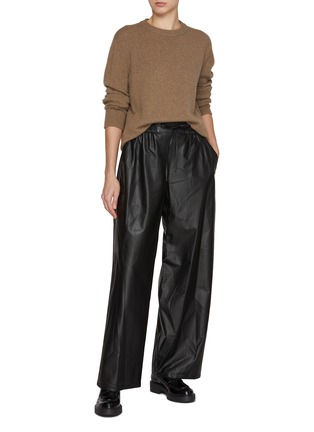 Figure View - Click To Enlarge - YVES SALOMON - Drawstring Leather Pants