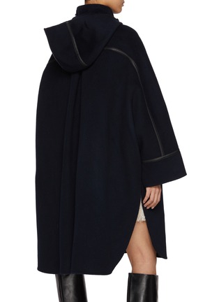 Back View - Click To Enlarge - YVES SALOMON - Leather Piping Wool Cashmere Cape Coat