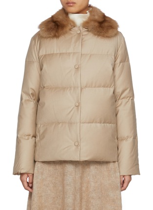 Main View - Click To Enlarge - YVES SALOMON - Fur Collar Wool Silk Puffer Jacket