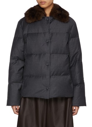 Main View - Click To Enlarge - YVES SALOMON - Fur Collar Wool Silk Puffer Jacket