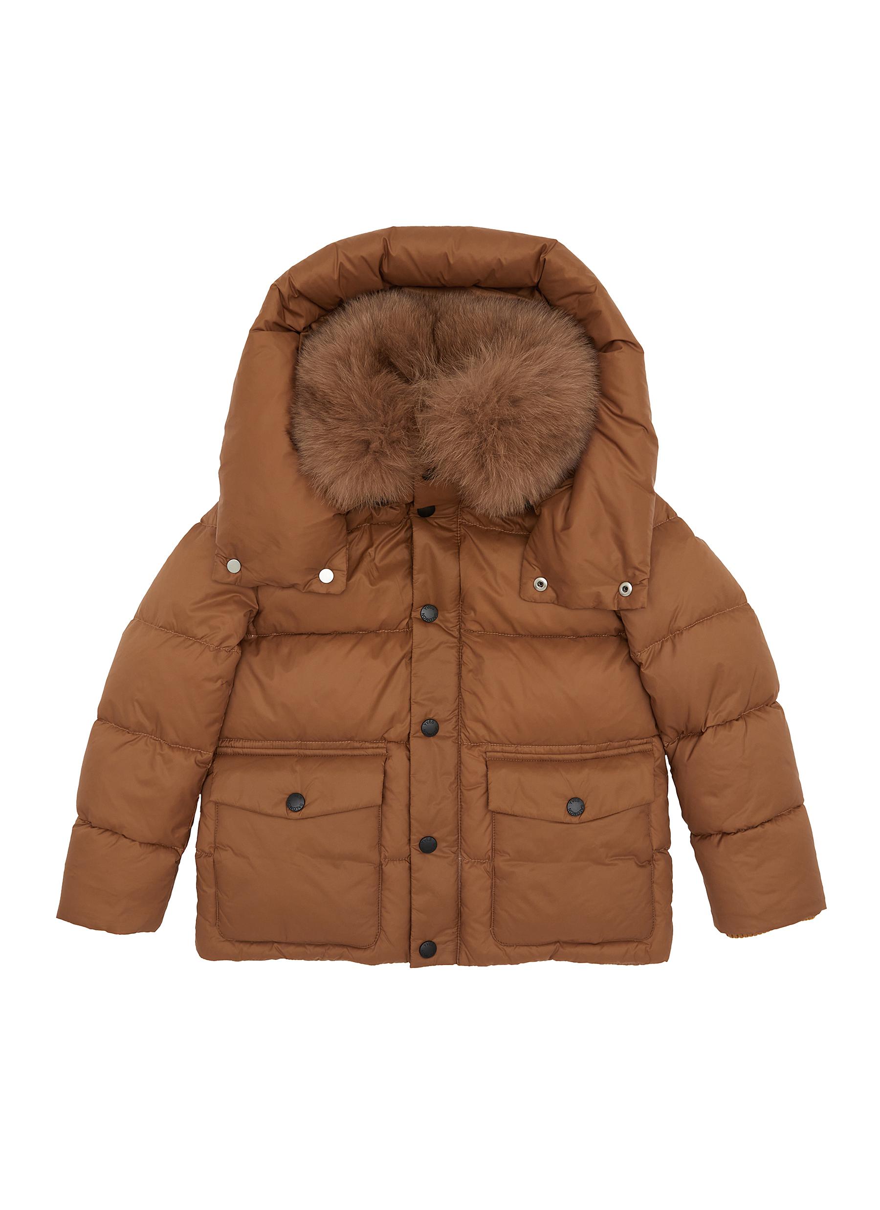 Puffer jacket with fur hood kids online