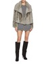 Figure View - Click To Enlarge - YVES SALOMON - Reversible Draped Shearling Jacket