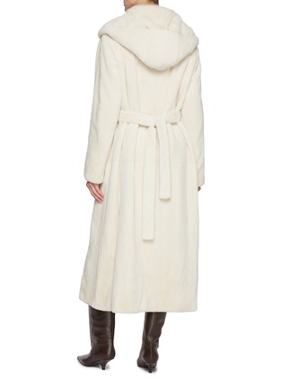 Back View - Click To Enlarge - YVES SALOMON - Hooded Belted Pouch Mink Fur Coat