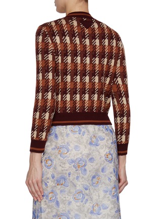 Back View - Click To Enlarge - PRADA - Checkered Jacquard Virgin Wool Cardigan